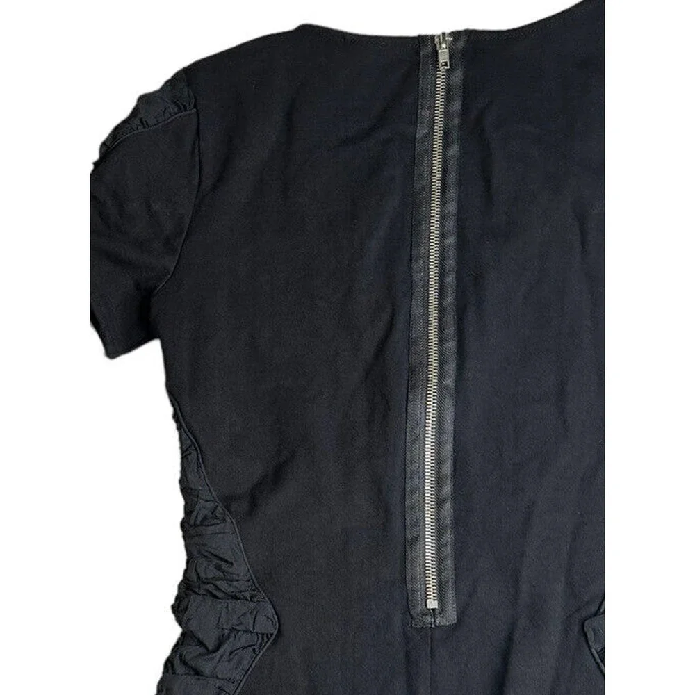 Womens Parker Black Side Ruching V-Neck Bodycon Dress Back Zipper Stretch Size S